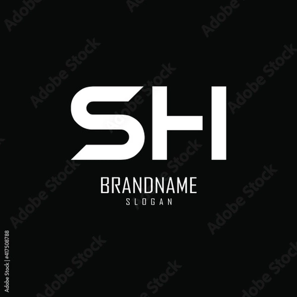 Fototapeta letter SH. vector logo monogram alphabet minimalistic design