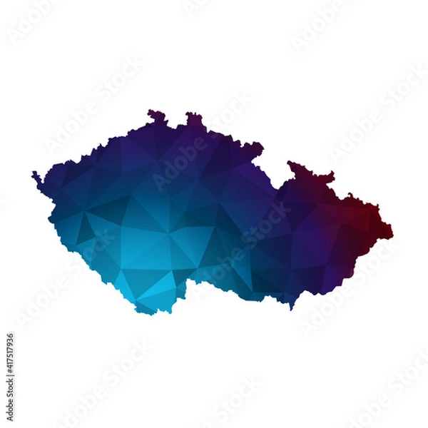 Fototapeta Map of Czech Republic from Polygonal wire frame low poly mesh,Czech Republic map Vector Illustration EPS10.