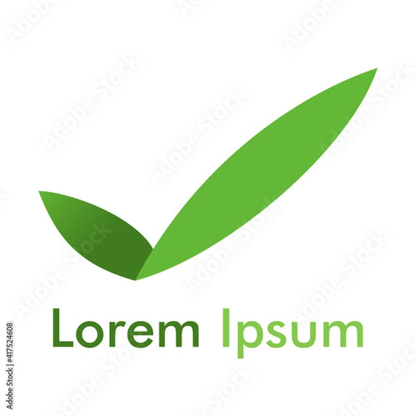 Obraz green tick logo, green check logo, nature logo, leaf logo