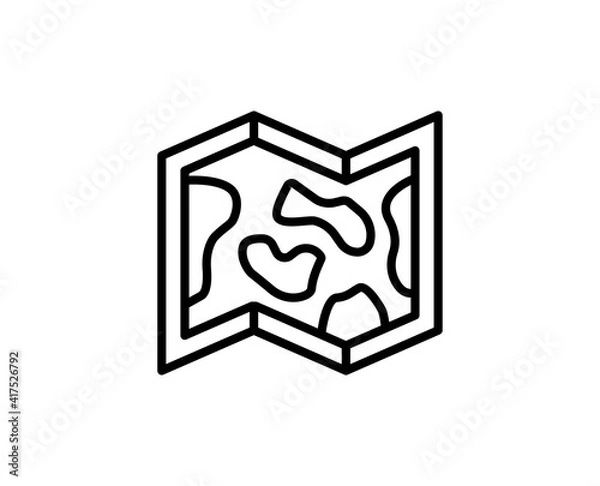 Fototapeta Map line icon. High quality outline symbol for web design or mobile app. Thin line sign for design logo. Black outline pictogram on white background