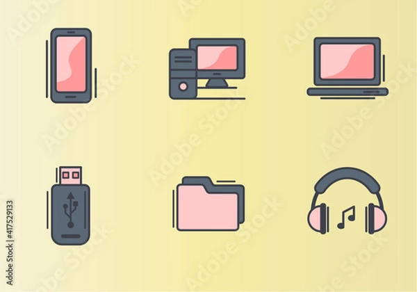 Fototapeta Set of icons, computer theme