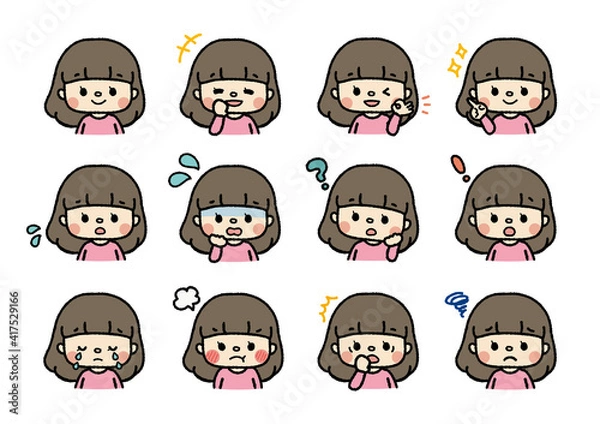 Obraz 表情セット　女の子　1