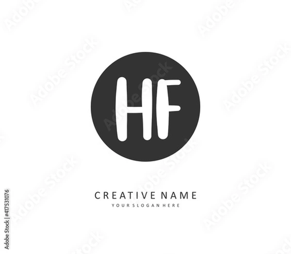 Obraz HF Initial letter handwriting and signature logo. A concept handwriting initial logo with template element.