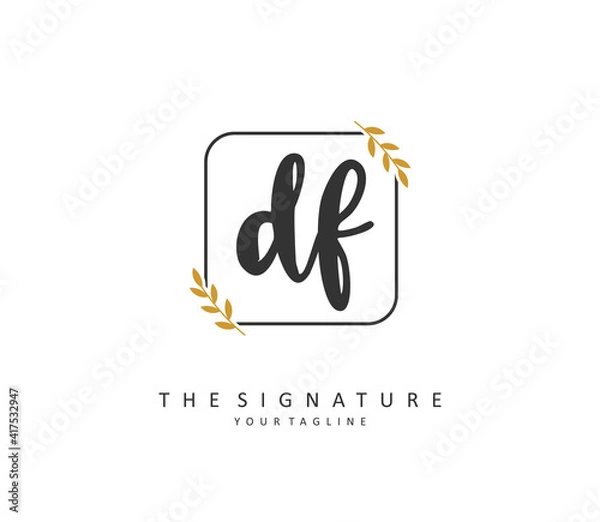 Fototapeta DF Initial letter handwriting and signature logo. A concept handwriting initial logo with template element.