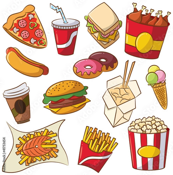 Fototapeta Fast food icon set