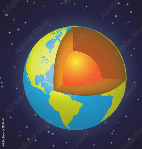 Obraz Earth cut-away - view from space
