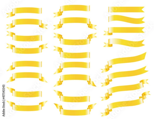 Fototapeta 金色のリボン素材のセット
