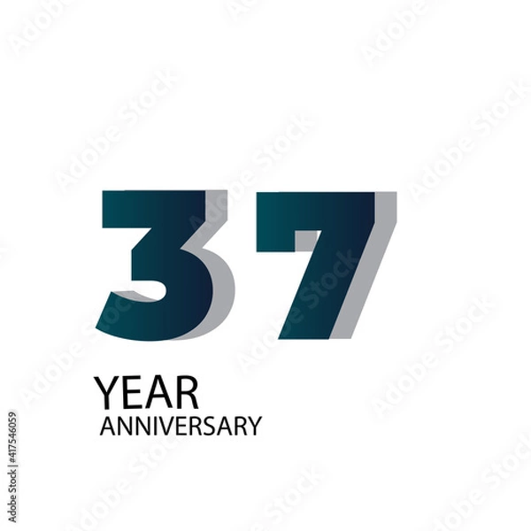 Obraz Year Anniversary Vector Template Design Illustration Blue Elegant White Background