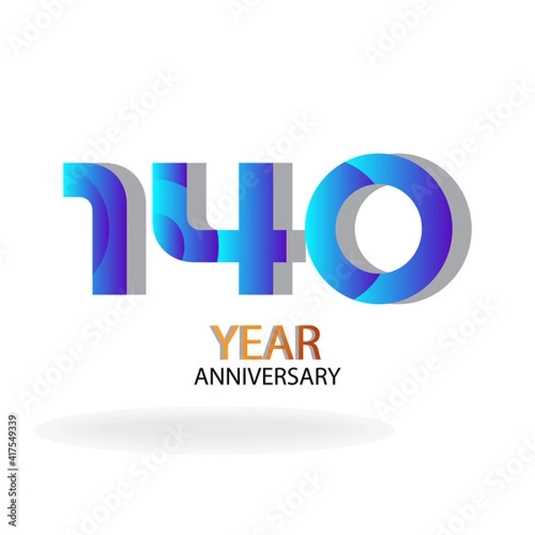 Obraz Year Anniversary Vector Template Design Illustration Blue Elegant White Background