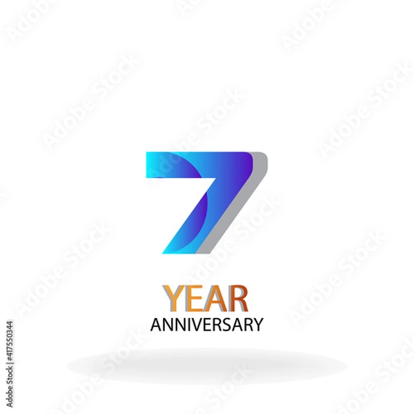 Fototapeta Year Anniversary Vector Template Design Illustration Blue Elegant White Background