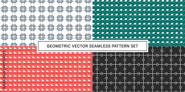 Fototapeta Set of geometrical Seamless Pattern vector background, texture ornament.