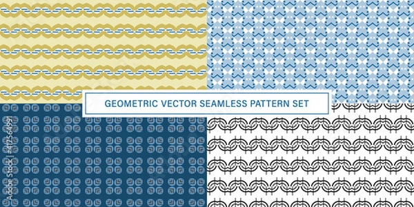 Fototapeta Set of geometrical Seamless Pattern vector background, texture ornament.