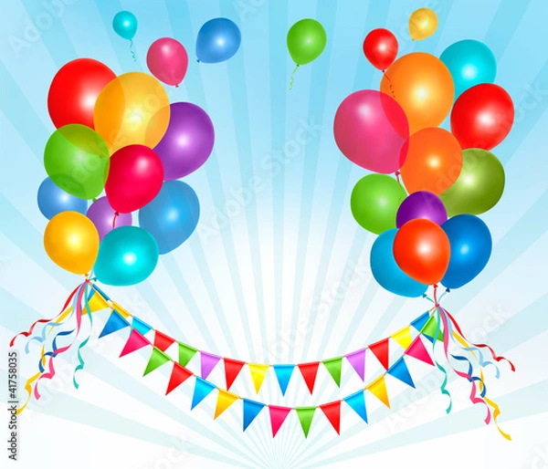 Fototapeta Birthday balloons frame composition