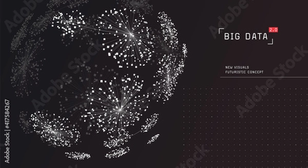 Fototapeta Big data visualization. Communication network. Social media graph. Information clustering. Global data.
