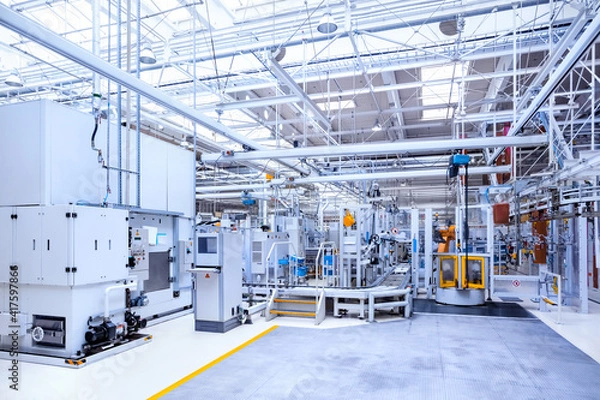 Obraz car engines at conveyor line