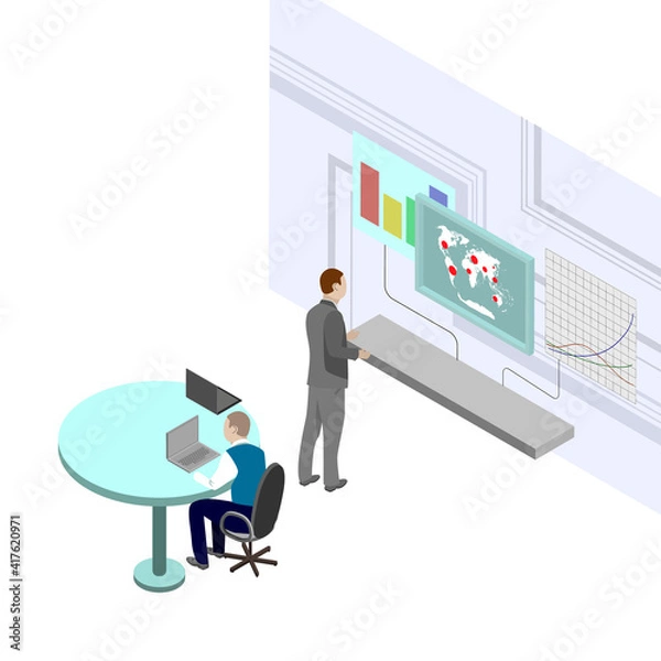 Fototapeta technology of future, building a strategy on the map