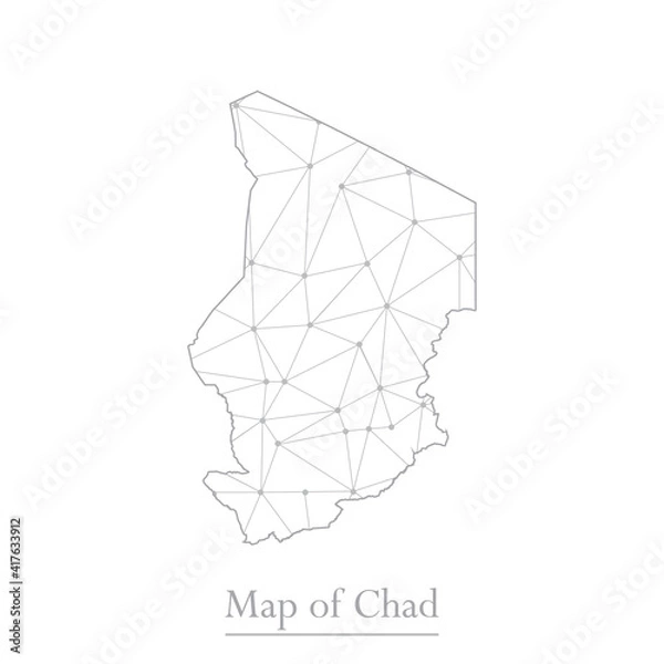 Fototapeta Vector map of Chad with trendy triangles design polygonal abstract. Vector illustration eps 10.