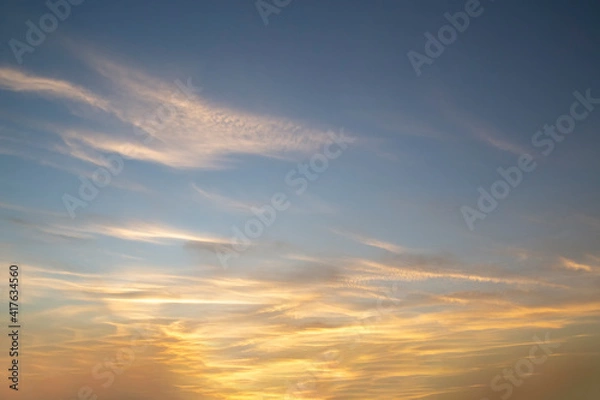 Fototapeta Orange clouds with sunset on the sky, Can use for add text and abstract background.