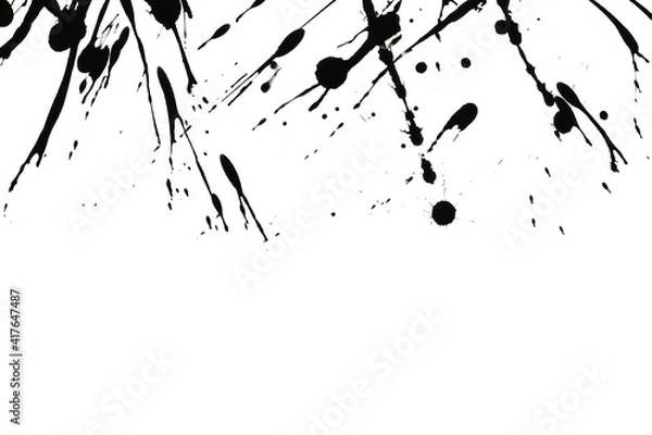 Fototapeta Black ink or watercolor textures splashes and streaks on white background,Abstract watercolor,Abstract ink
