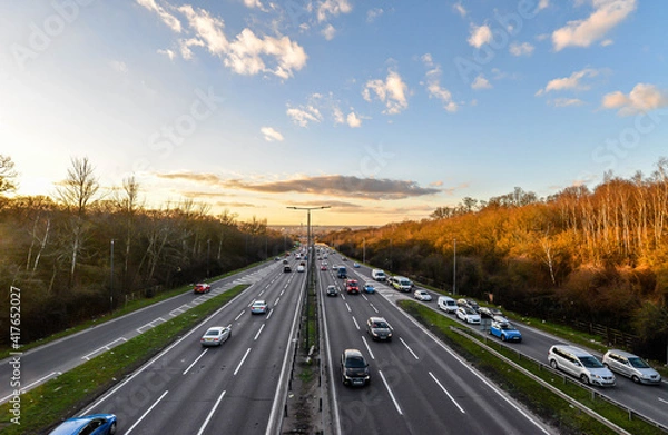 Obraz A busy road at Sunset