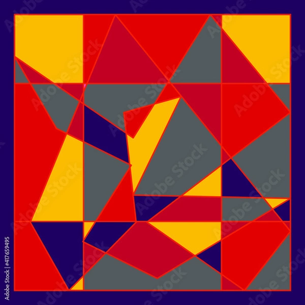 Fototapeta Decorative design with colored geometric shape. Abstract background for decoration and your design. Print for shawl and tile. Vector.	