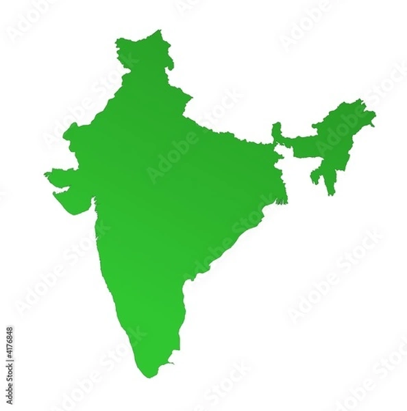 Fototapeta detailed green gradient India map