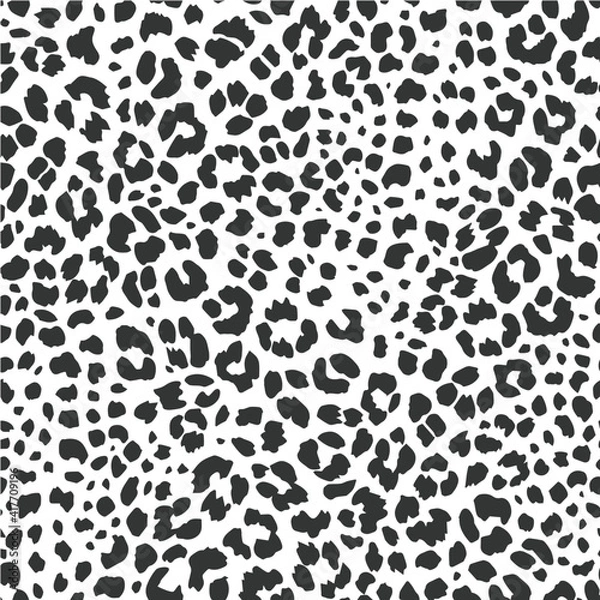 Fototapeta Full Seamless Leopard Pattern Texture Vector. Endless black and white cheetah design for dress fabric print.