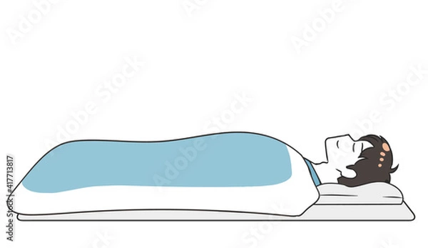 Obraz 寝る　横向き　布団　男性