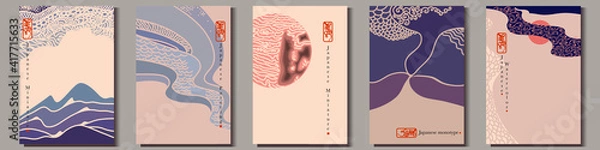 Obraz Abstract nature drawings in minimalistic Japanese style. Vector Illustration
