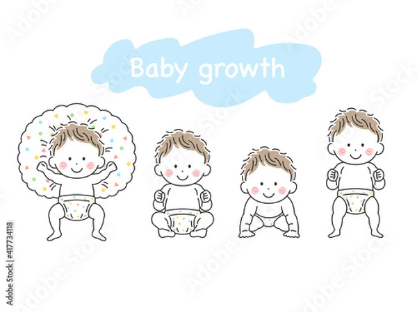 Fototapeta 赤ちゃんが成長するイラスト