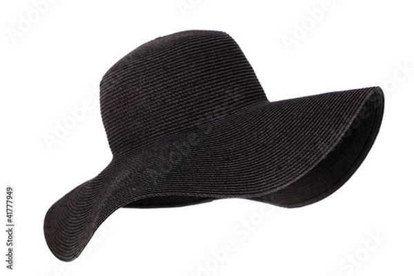 Obraz black woman's hat isolated on white background