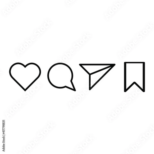 Fototapeta Vector social media Like, comment, share and save icons. Editable and changeable color.