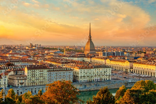 Obraz Top view of Turin centre with Mole Antonelliana, Italy.