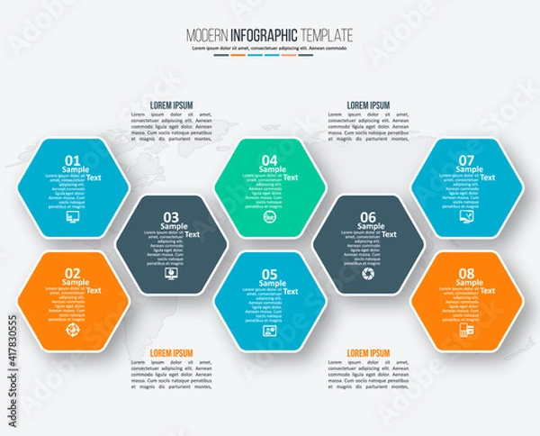 Fototapeta Abstract 3D Paper Infographics. Business template .Vector illustration