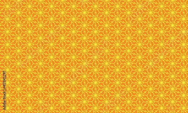 Fototapeta 和柄素材　松皮麻の葉　シームレスパターン　黄色