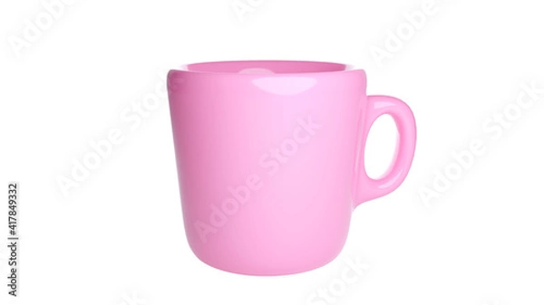 Obraz pink cup isolated on white background.3d rendering