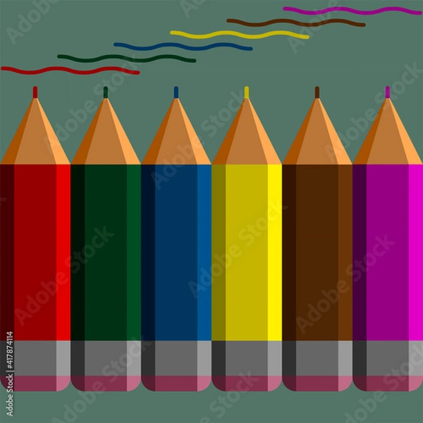 Obraz Geometric pattern.Constructor from different shapes. You can change and recolor objects. An image of a stylized pencil. Useful for textiles, packaging, advertising.