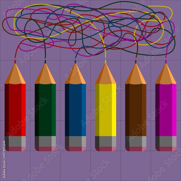 Obraz Geometric pattern.Constructor from different shapes. You can change and recolor objects. An image of a stylized pencil. Useful for textiles, packaging, advertising.