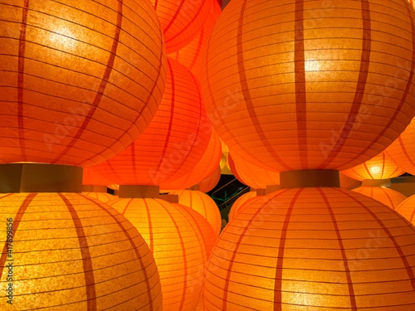 Obraz Close-up golden red Chinese lantern background