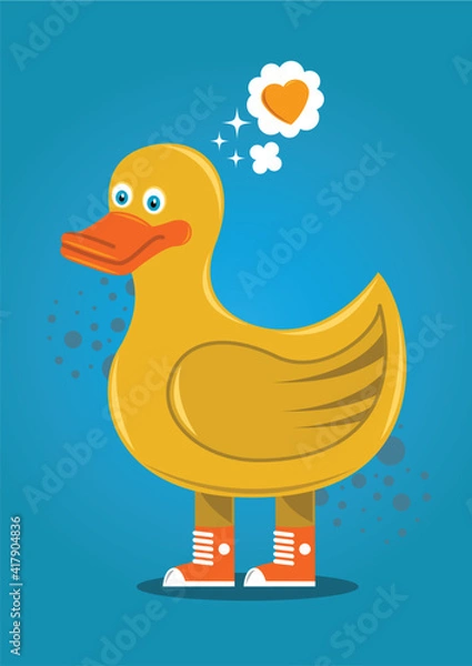 Fototapeta Duck with a heart vector illustration