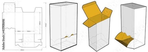 Fototapeta Dispenser Box (Internal measurement 13x9x25cm) and Die-cut Pattern. The .eps file is full scale and fully functional. Prepared for real cardboard production.