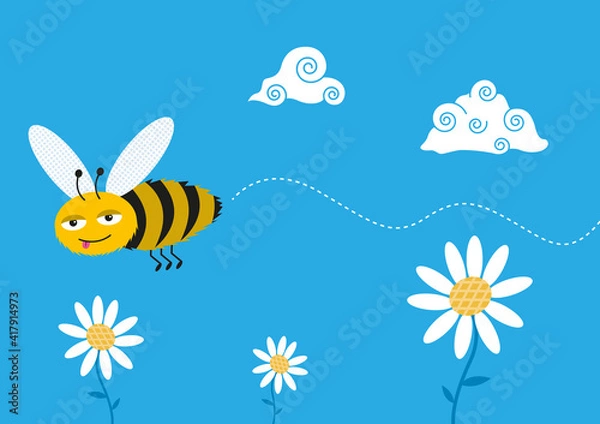 Fototapeta Flying bee vector illustration