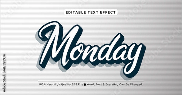 Obraz 3d Monday Text Style Effect, Editable Text Effect
