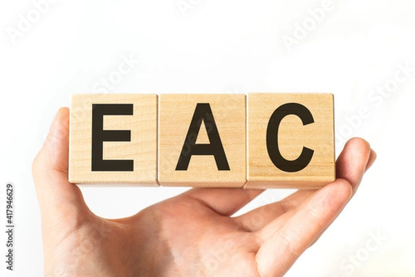 Obraz Hand holds wooden cubes with letters eac. Business concept image.