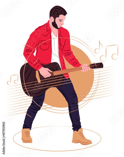 Obraz Vector guitarist in shadow of sharp lines style