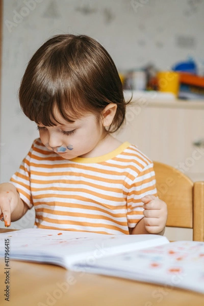 Fototapeta Early child development. Home education of the kid. New methods and technologies for teaching children. Creative development of children.