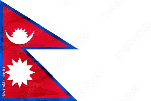 Fototapeta ネパール　 国旗　水彩　和紙