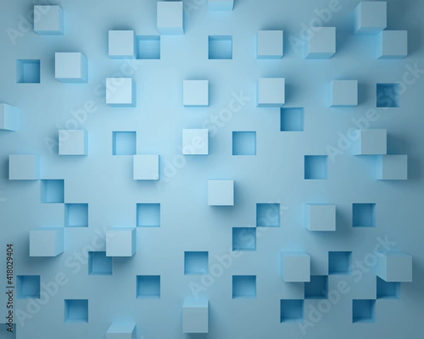 Obraz 四角い箱と穴_ブルー