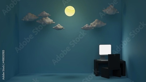 Fototapeta Work from home abstract background 3D render