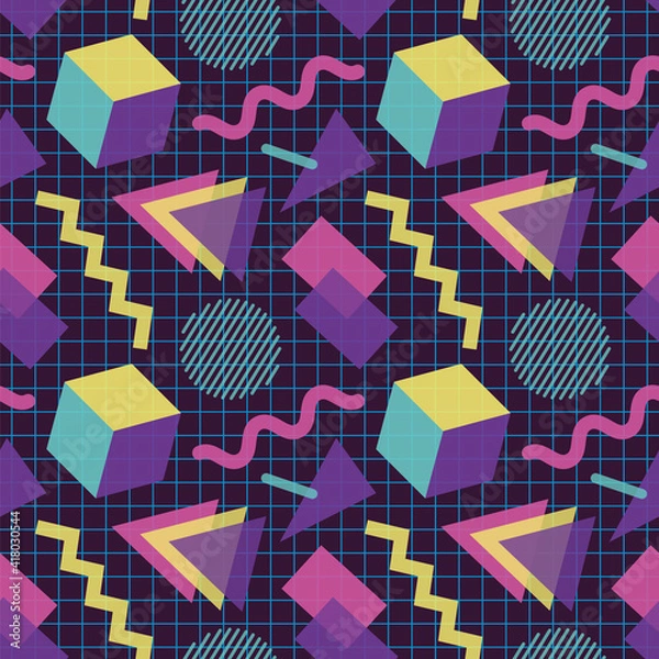 Fototapeta Seamless 1980's Geometric and Pastel Pattern